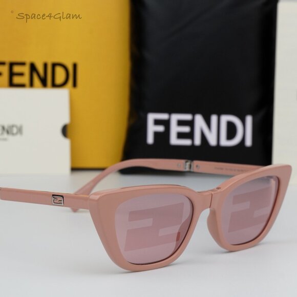 NEW Fendi FE40089I 72U FOLDING Pink Mirror Pattern Women Cat Eye Sunglasses main image 8